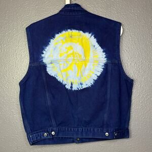 Vintage Diesel Denim Vest Womens size 16 Blue Print